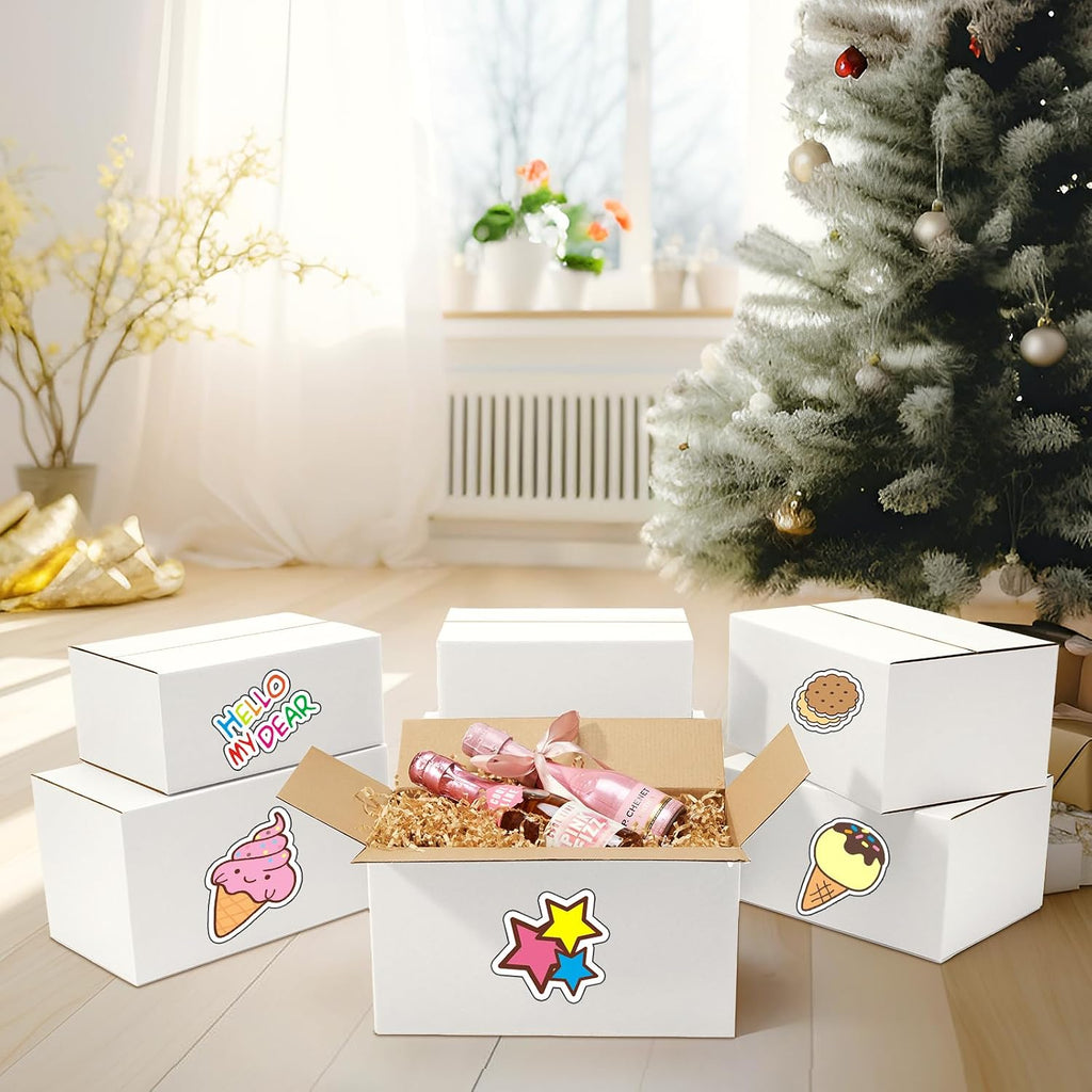 12 Pack Small Shipping Boxes Assorted Sizes, 8x6x4 & 9x6x4 & 10x7x5 4 PCS Each Small Boxes, White Corrugated Box