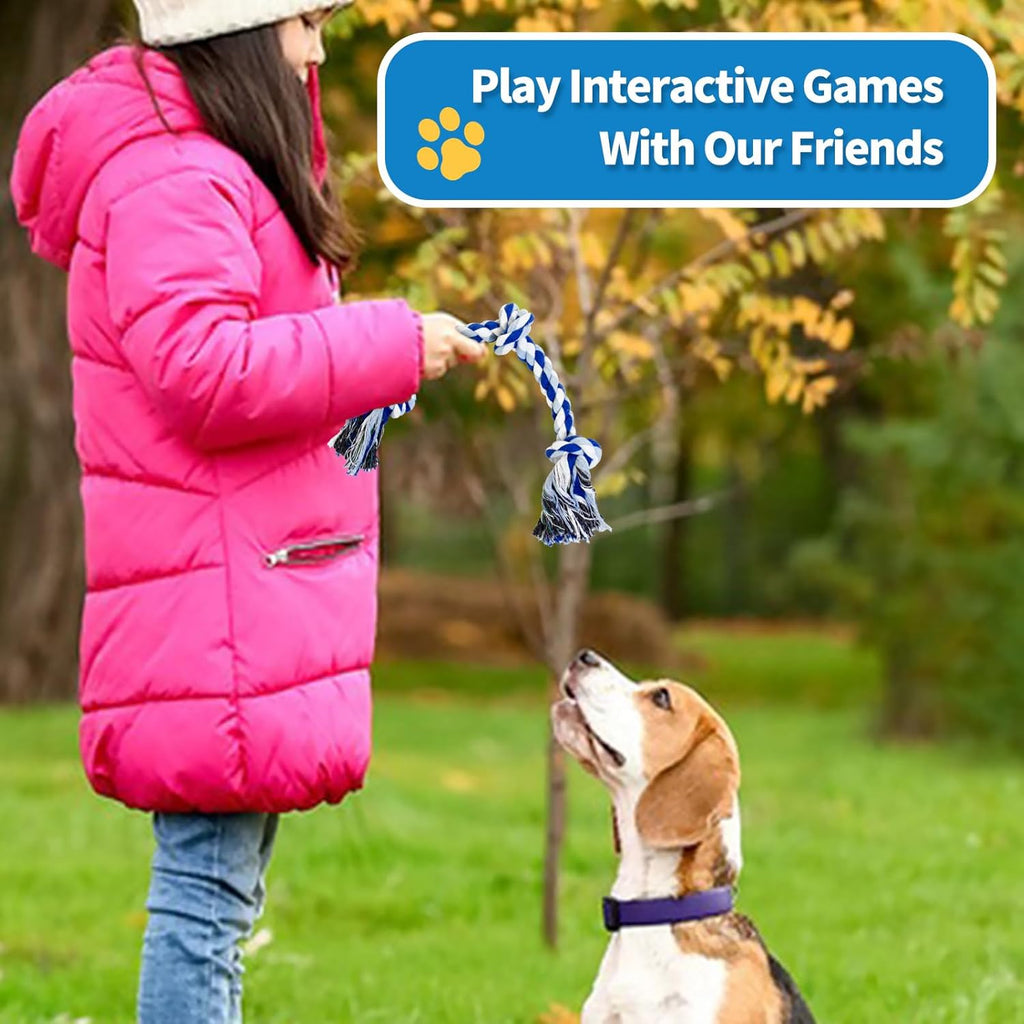 [2 Pack] Dog Rope Toys, Dog Chew Toy for Medium and Small Dogs, 3 Knots Heavy Duty Puppy Rope Toy, 100% Cotton Tug of