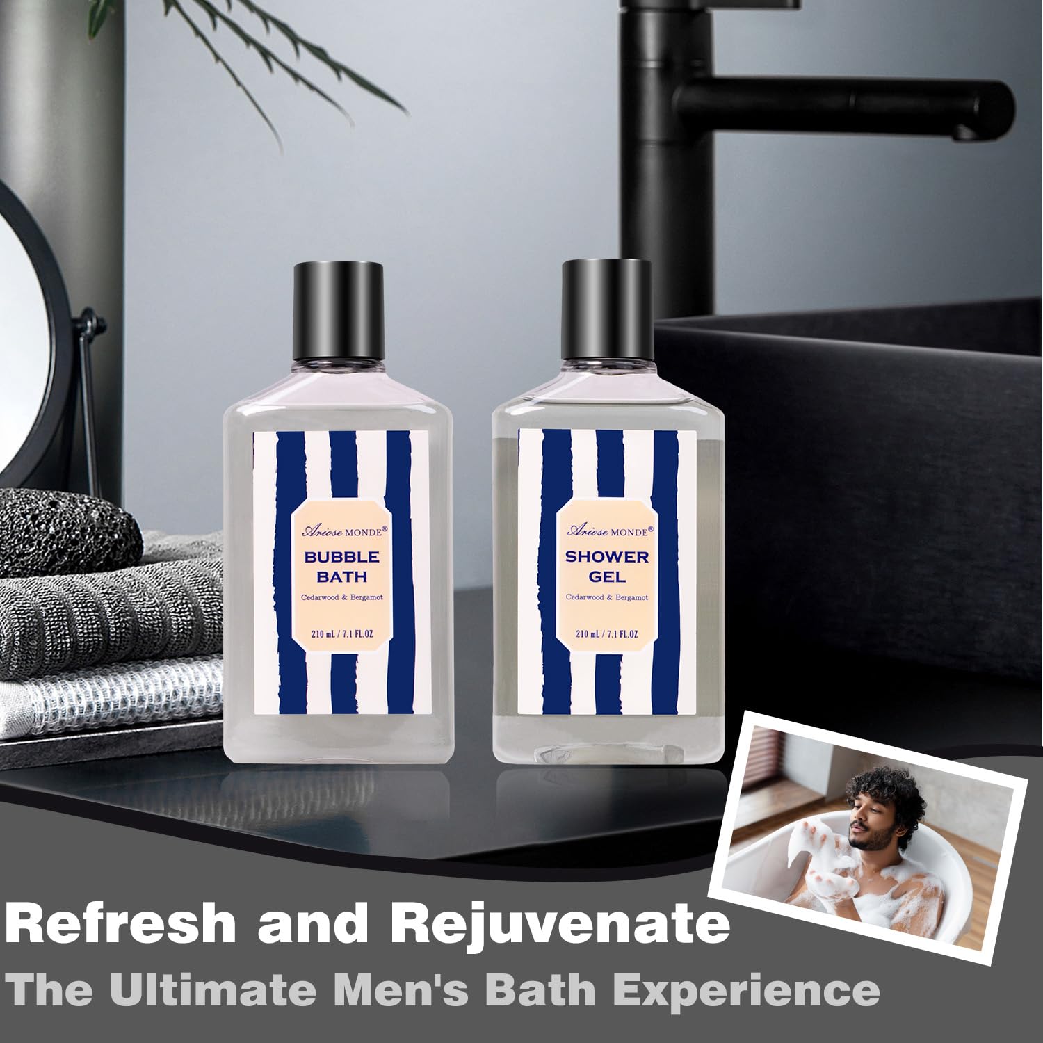 Fathers Gifts for Men Dad Bath and Body Gift Sets for Men with 10 Pcs Cedar & Bergamot Spa Gifts Set, Bath Gift Set