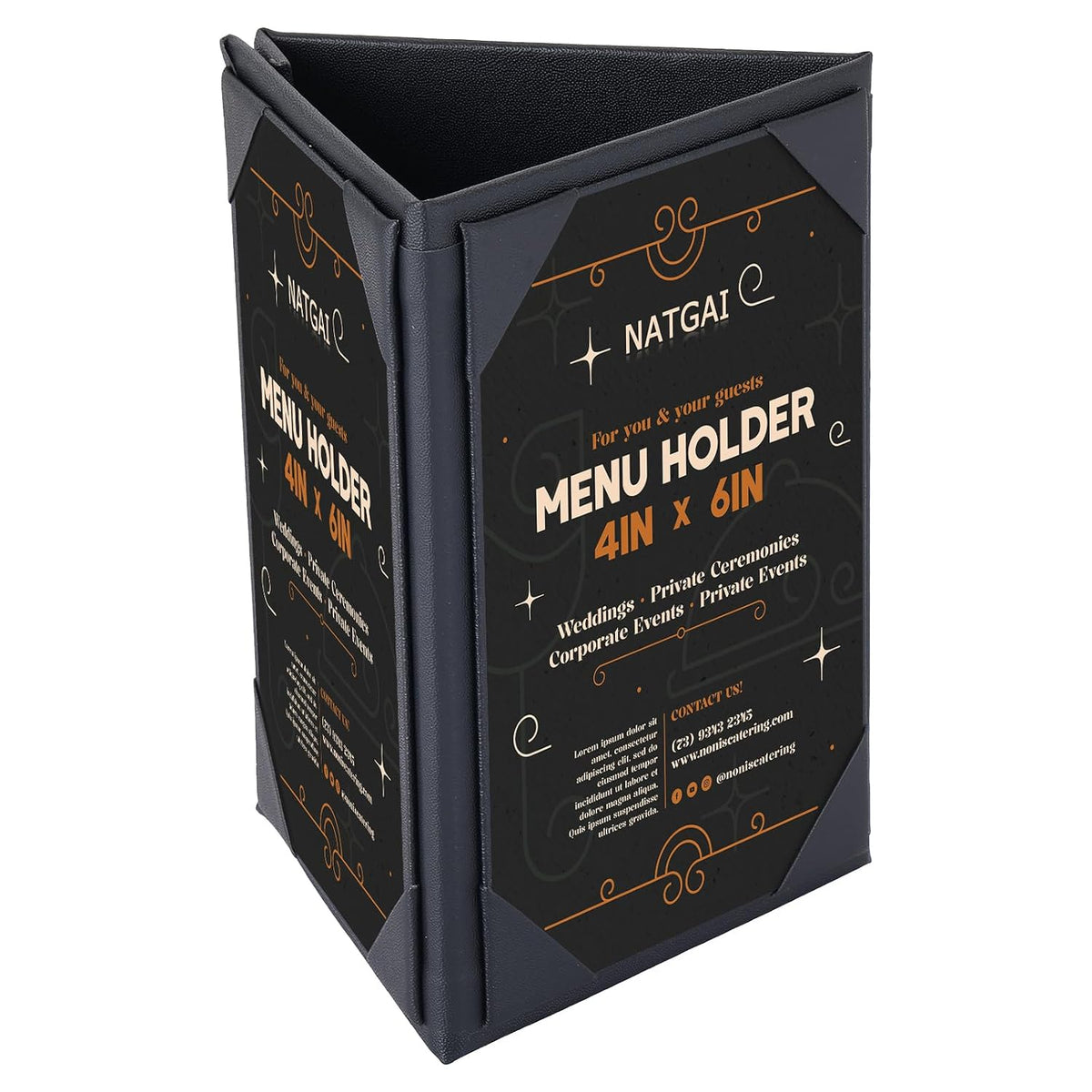 1 Pack Table Tent Menu Holder, PU Leather Menu Cover 4" x 6"