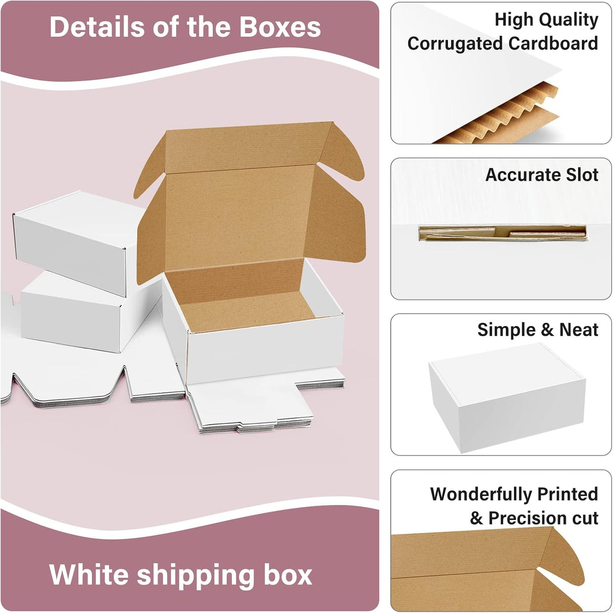 30 Pack 9x6x4 Inches White Corrugated Cardboard Shipping Boxes