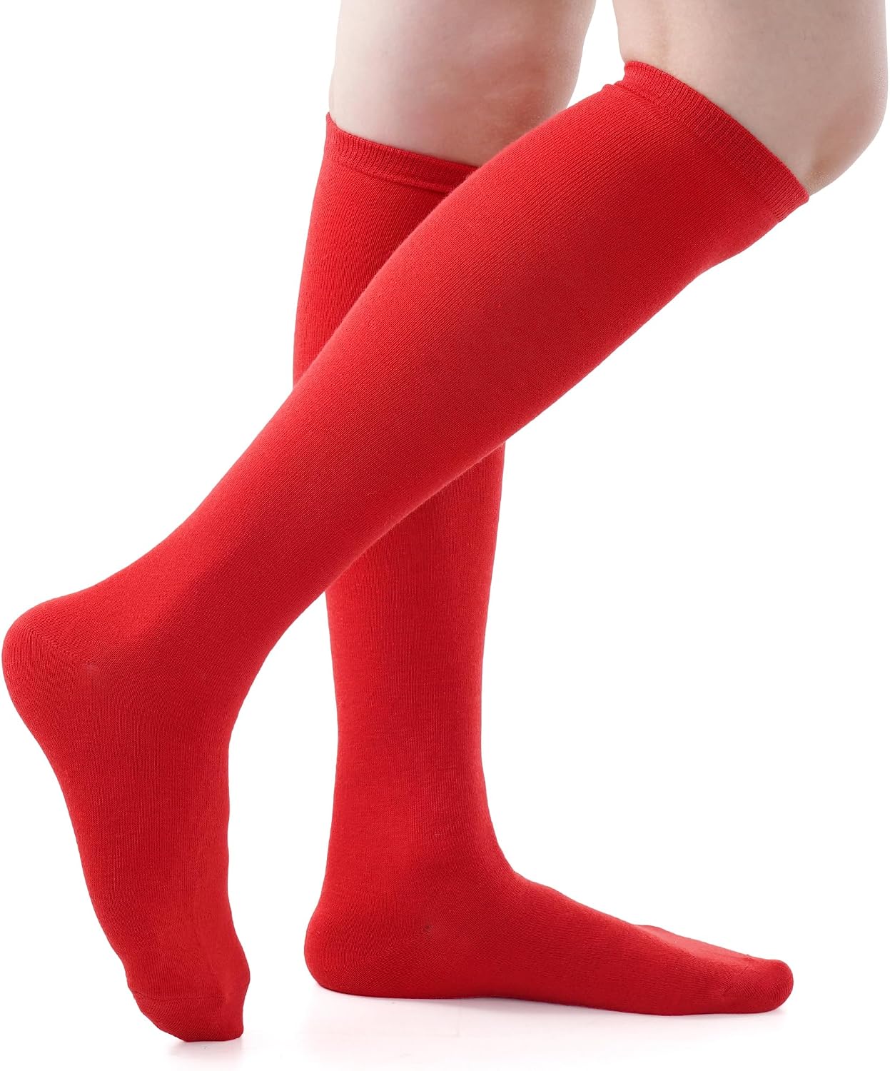 3 Pairs Girls Knee High Socks Soft Cotton School Uniform Dress Socks | Long Over The Knee Socks, Ribbed Elastic Cuff