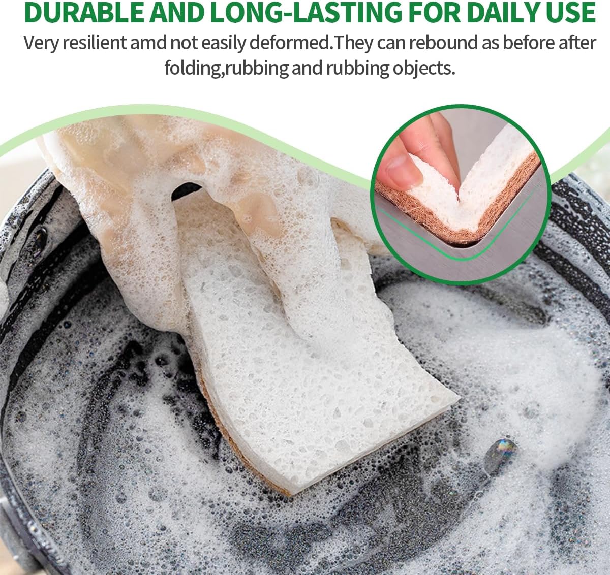 Sponges Kitchen Natural Dish Sponge Plant-Based Biodegradable Compostable