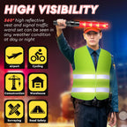 8 Pcs 16 Inch Traffic Wand Reflective Safety Vest Set, Neon Green