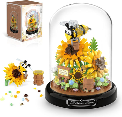 Flower Bouquet Building Sets, Animals Flowers Botanical Collection 548 PCS Mini Bricks Building Blocks Toy for