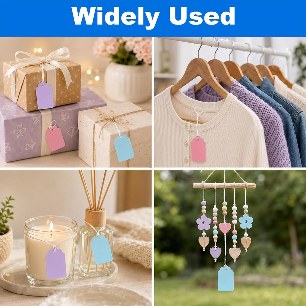 Price Tags with String Attached, 300 Pcs Pre-Strung Blank Shipping Tag