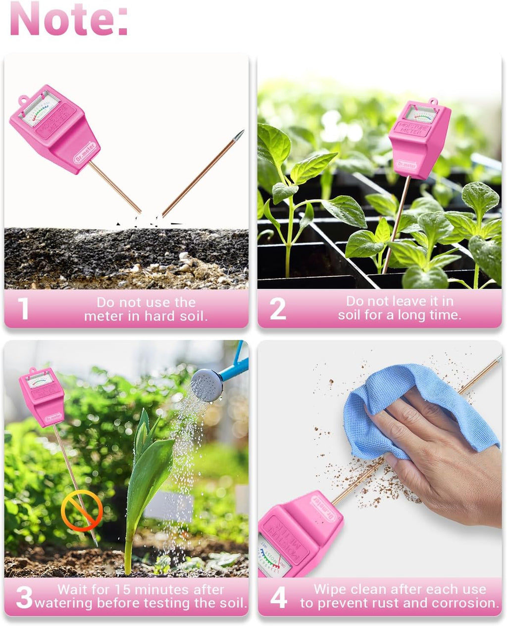 Soil Moisture Meter for Plants, Plant Water Gauge Test Kit | Hygrometer Moisture Sensor for Houseplants Indoor