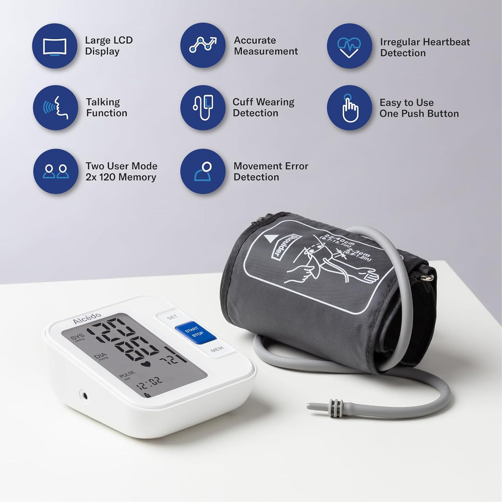 Blood Pressure Monitor for Home Use, Automatic Digital BP Machine with Large Cuff for Upper Arm, LCD Screen, 2x120