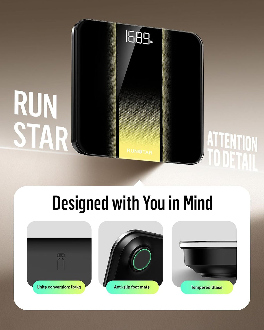 Digital Bathroom Scale for Body Weight with High Precision, Clear LED Backlight Display, Accurate Scale with Tempered