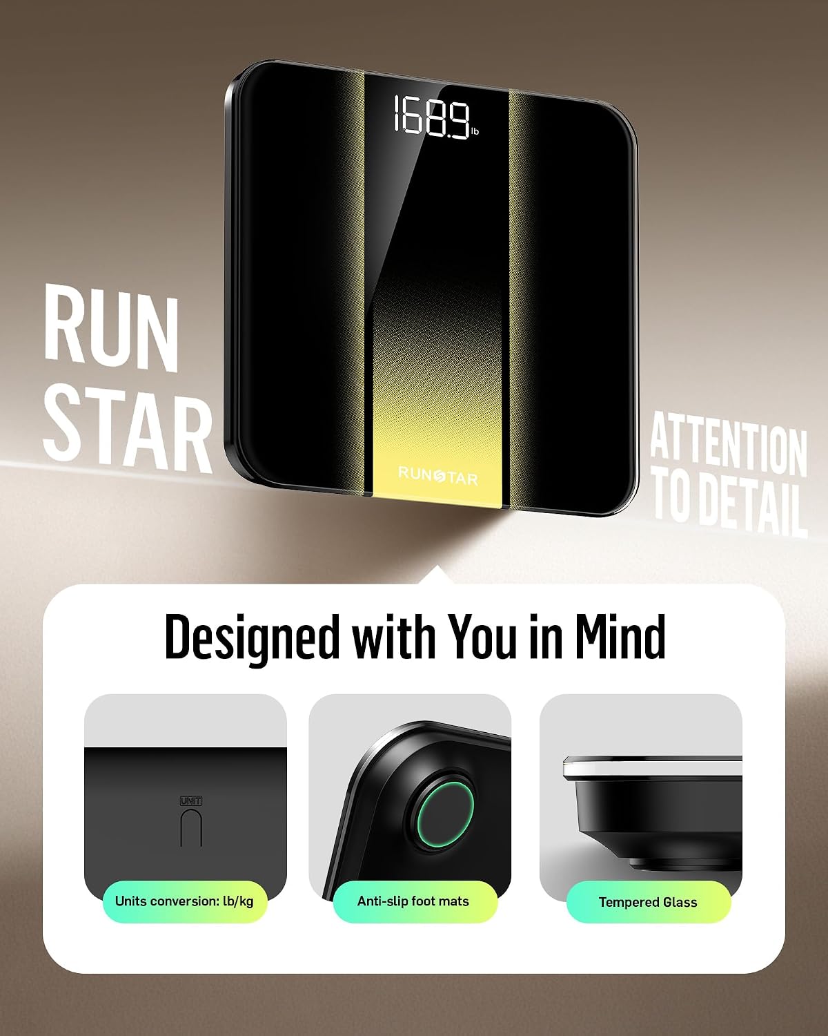 Digital Bathroom Scale for Body Weight with High Precision, Clear LED Backlight Display, Accurate Scale with Tempered