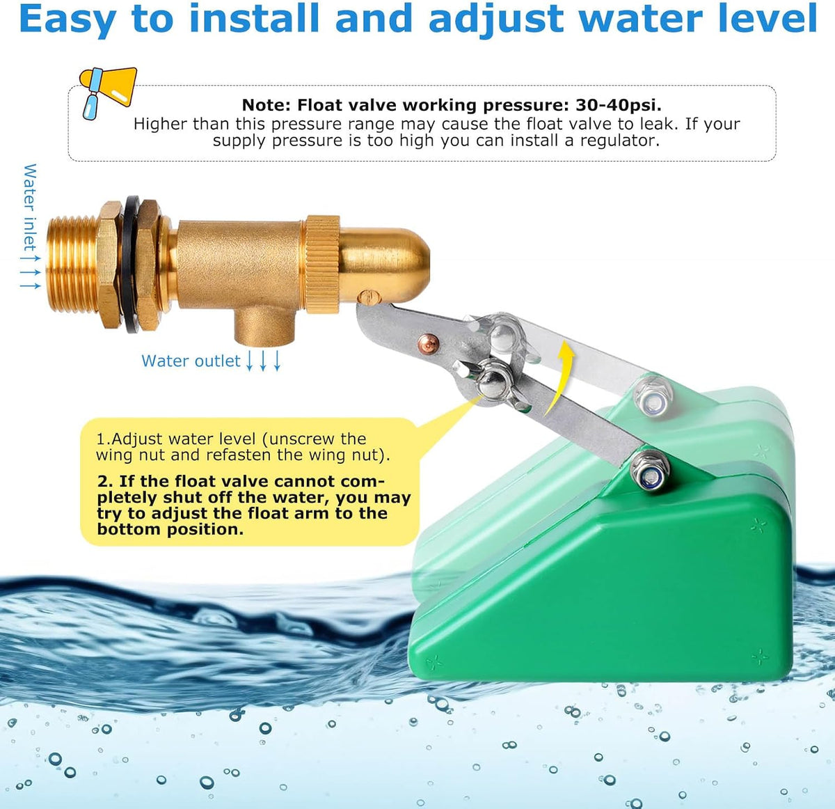 Brass Float Valve 3/4 Inch, Water Tank Float Valve Auto Fill