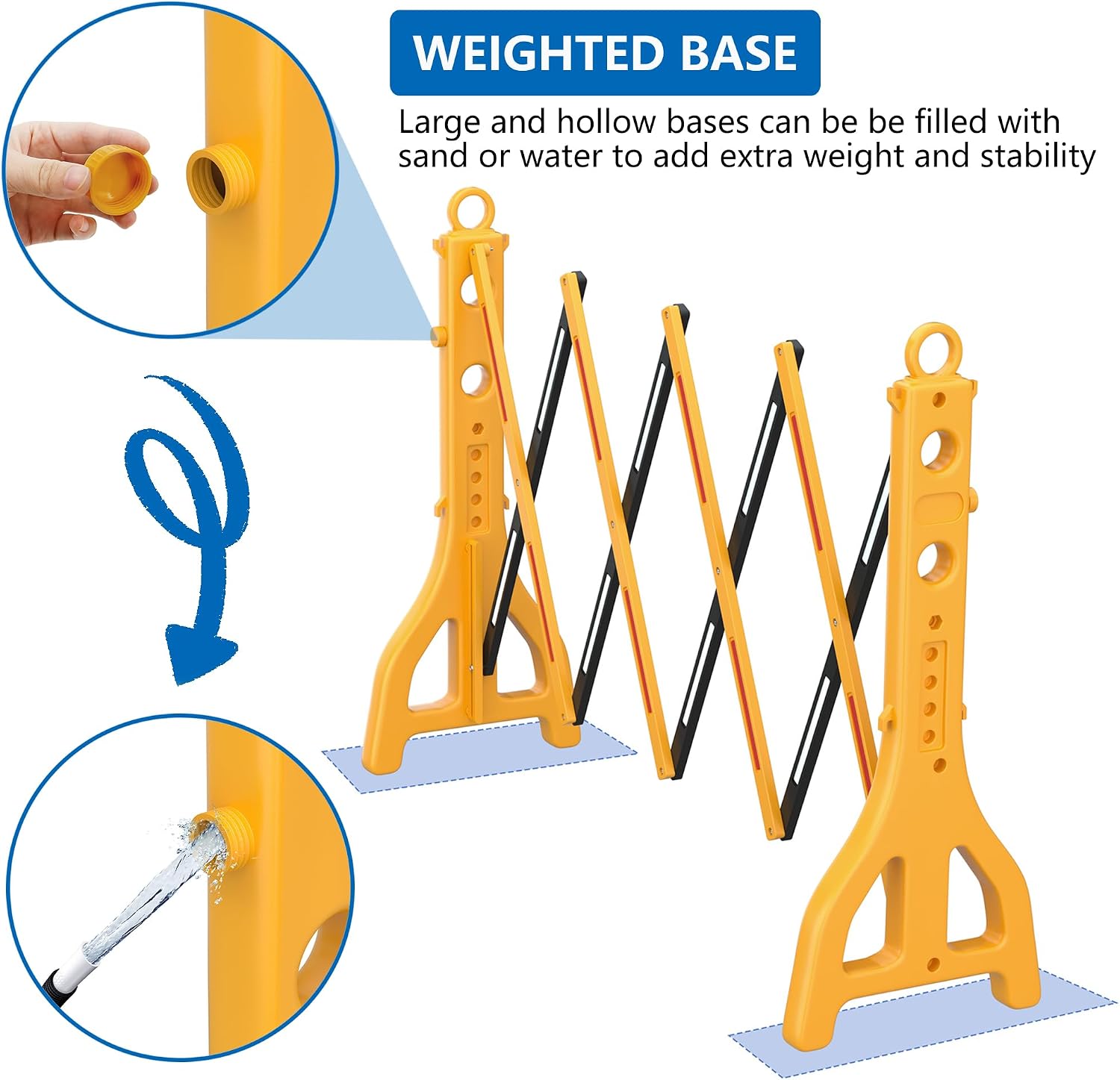 Expandable 8.46ft Safety Barricade,Retractable Security Barrier Water Filled Weighted Base,Adjustable Traffic
