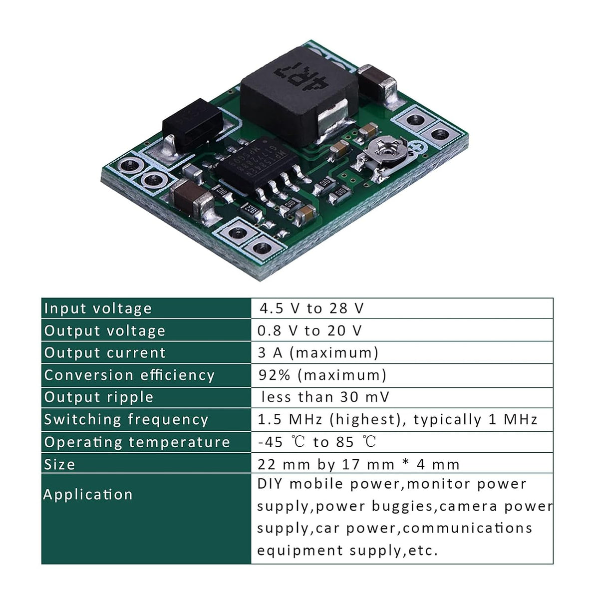 6-Pack Mini MP1584EN DC-DC Buck Converter, Adjustable