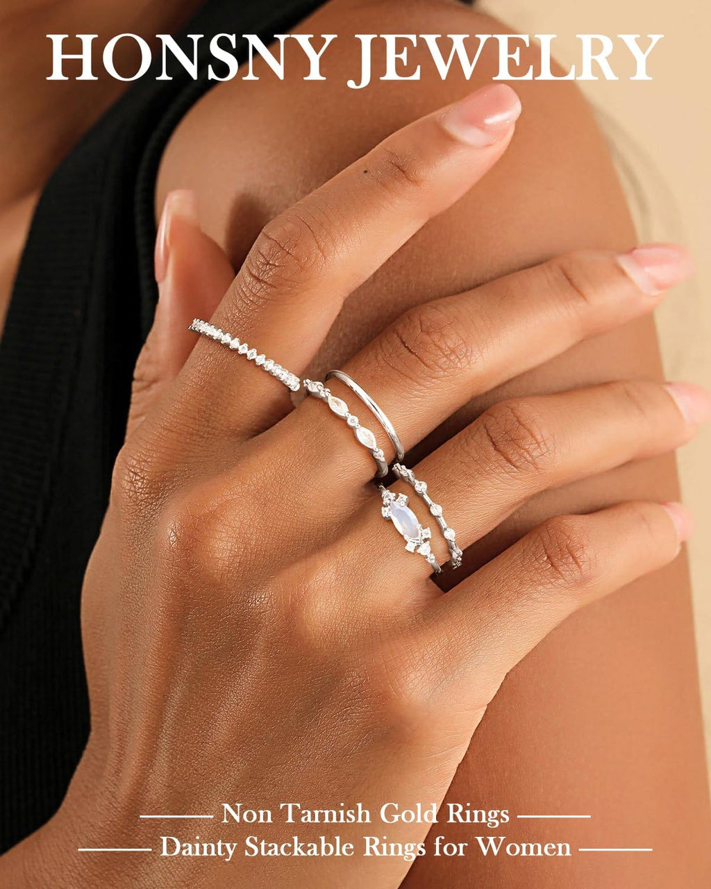 Stackable Gold Rings for Women Set Dainty 18K Gold Plated Cubic Zirconia Thumb Rings Thin Eternity Engagement Rings