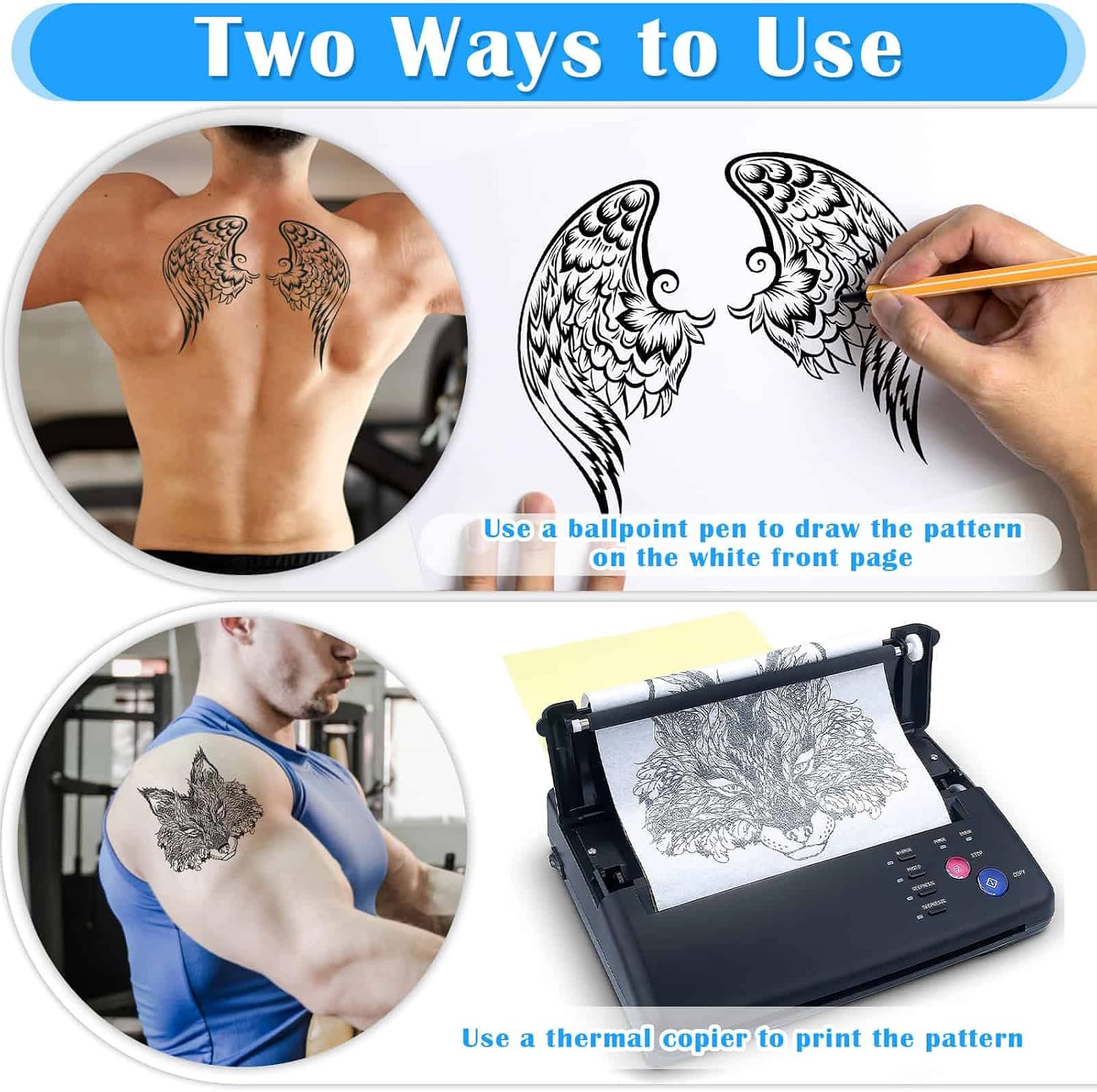 50 Sheets Tattoo Transfer Paper, Cridoz Tattoo Stencil Paper for Tattooing, Transfer Paper for Tattooing, A4 Size 8
