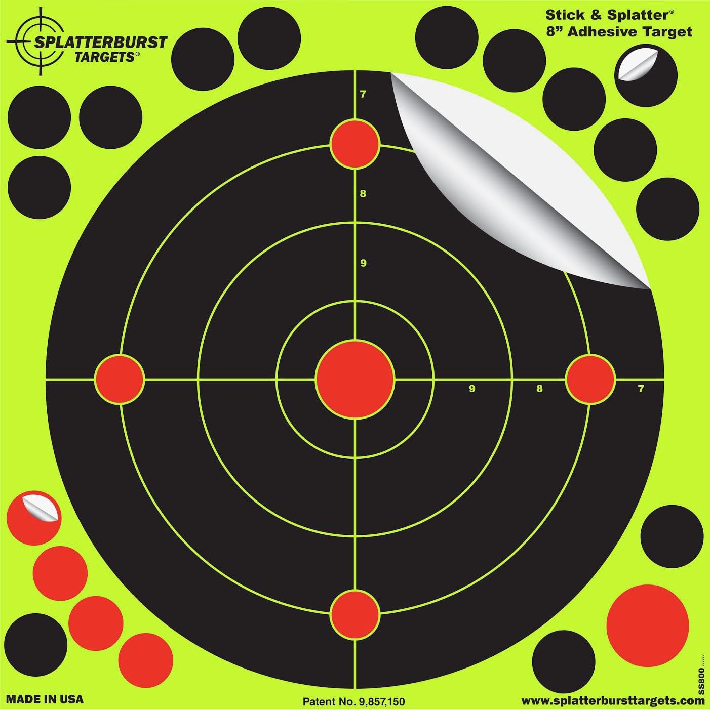 8 inch Stick & Splatter Self Adhesive Shooting Targets - Gun - Rifle - Pistol - Airsoft - BB Gun - Pellet Gun - Air