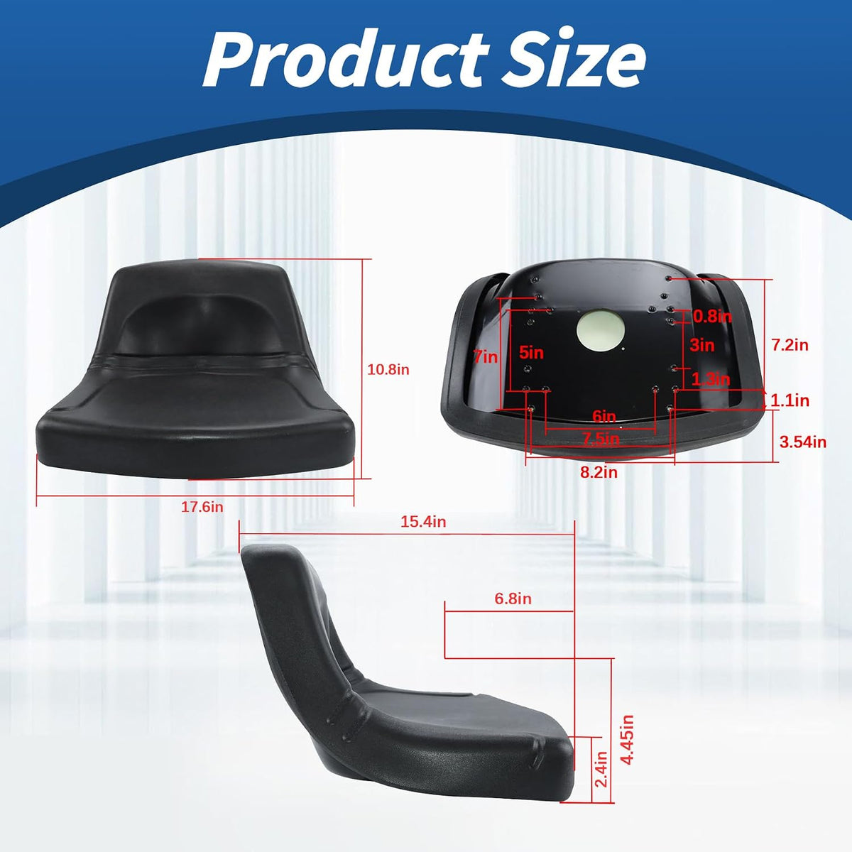 High Back Lawn Mower Seat Black Replacement for John Deere Engine