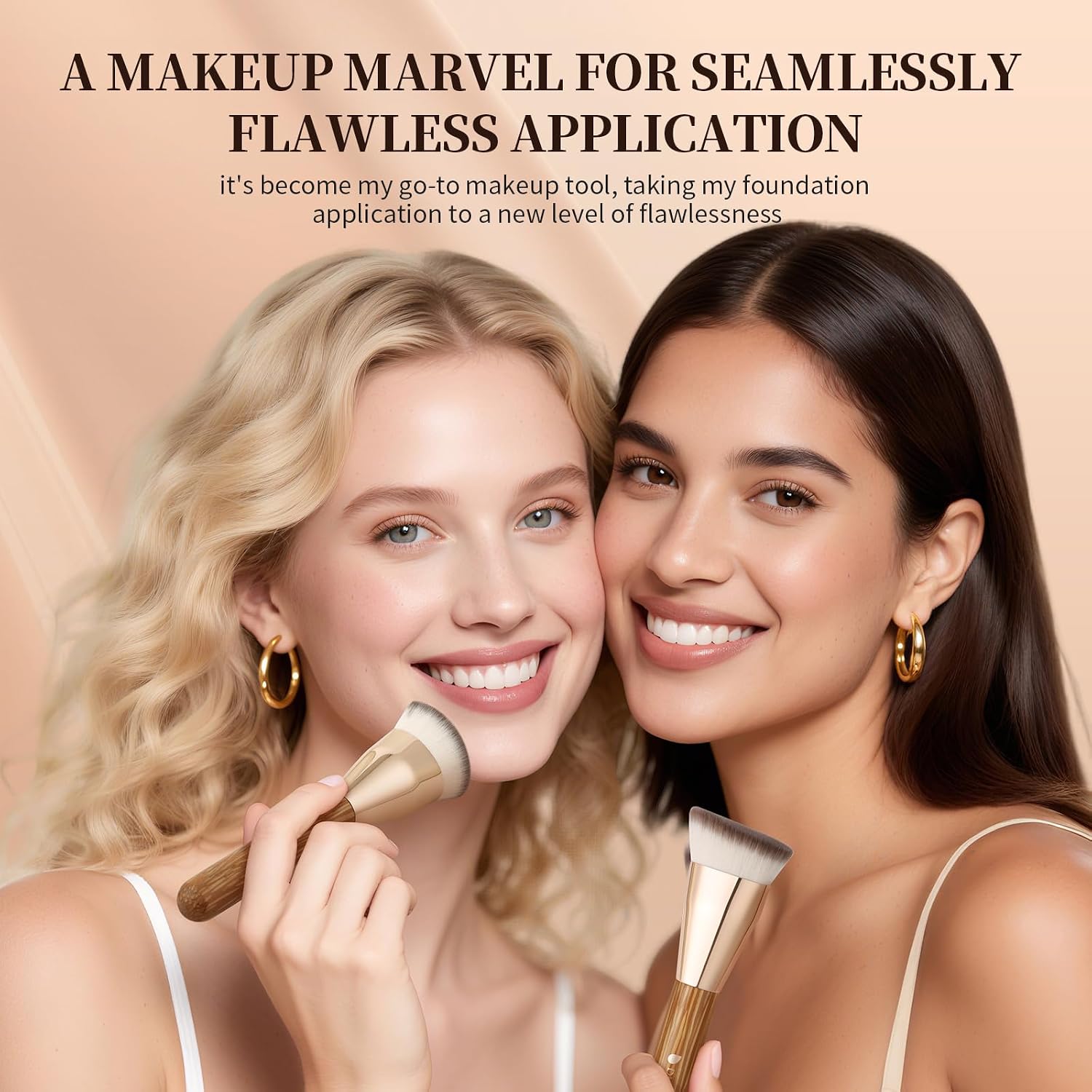 Makeup Brushes Angled Foundation Brush for Flawless Makeup | Cheek Hugging Contour Brush for Cream Contour Liquid
