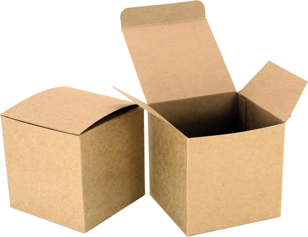 25 Pcs Brown Paper Gift Boxes, Small 3x3x3 inch Gift Box with Lids
