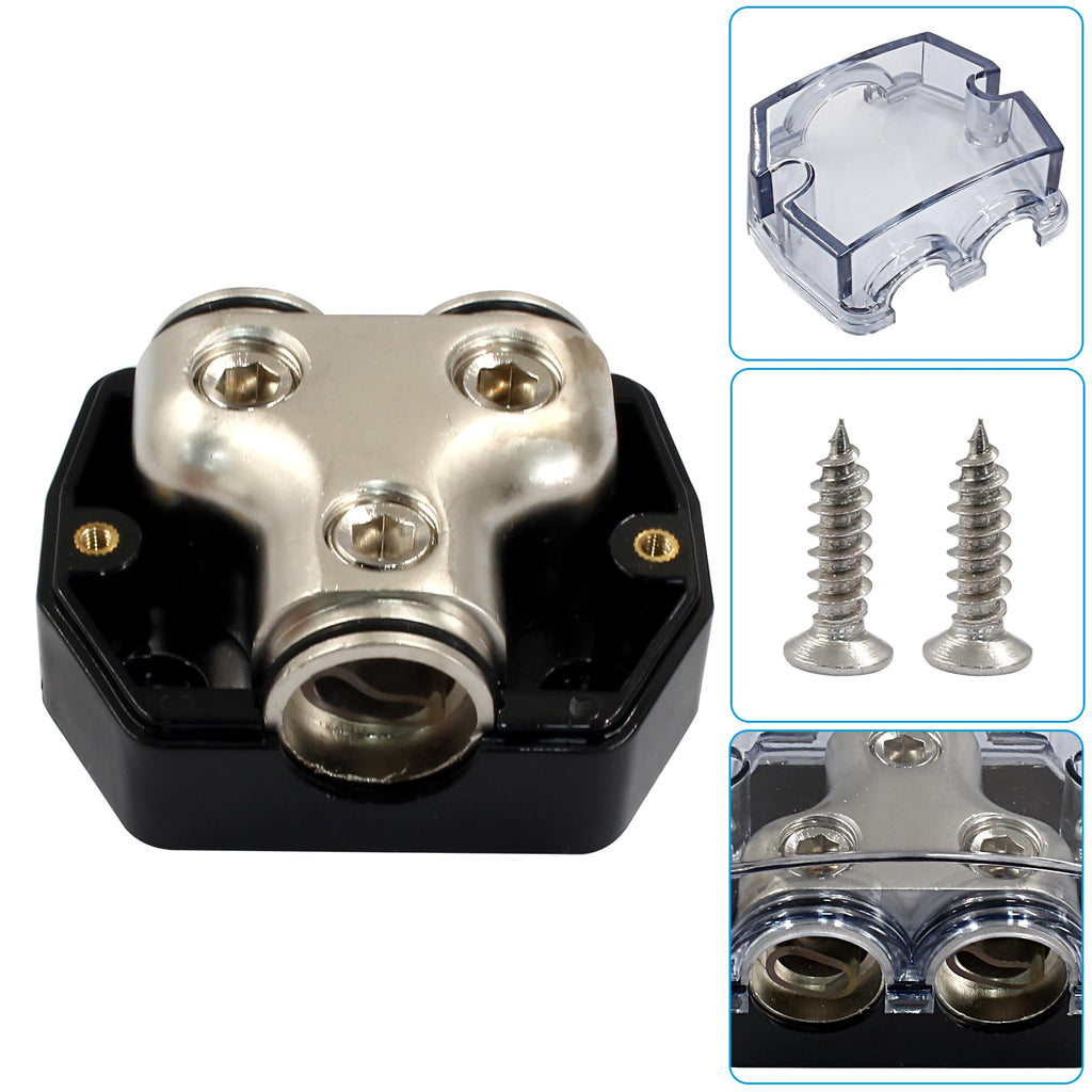Bonsicoky 2 Way Amp Power Ground Distribution Block, 0 Gauge
