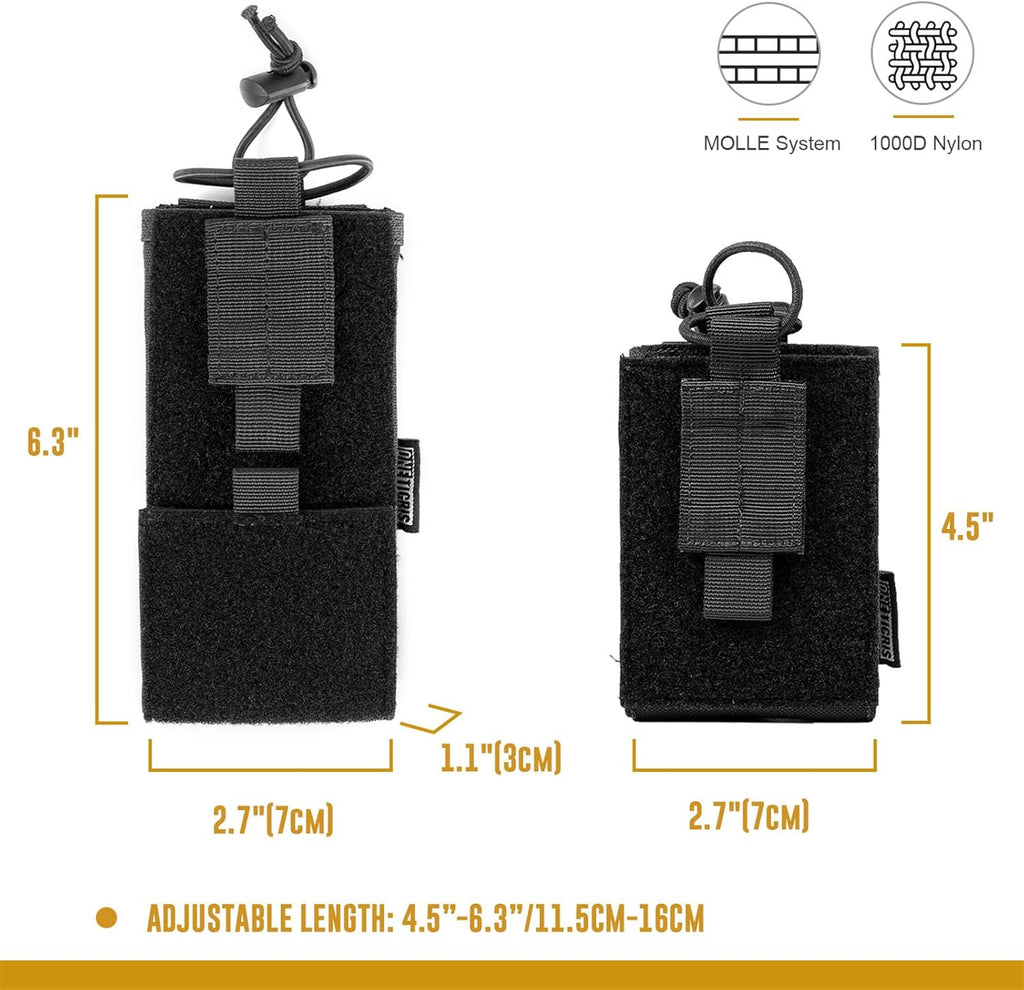 Tactical MOLLE Radio Holster Adjustable Walkie Talkie Pouch | Fit BaoFeng UV-5R BF-F8HP,w/ USA flag morale