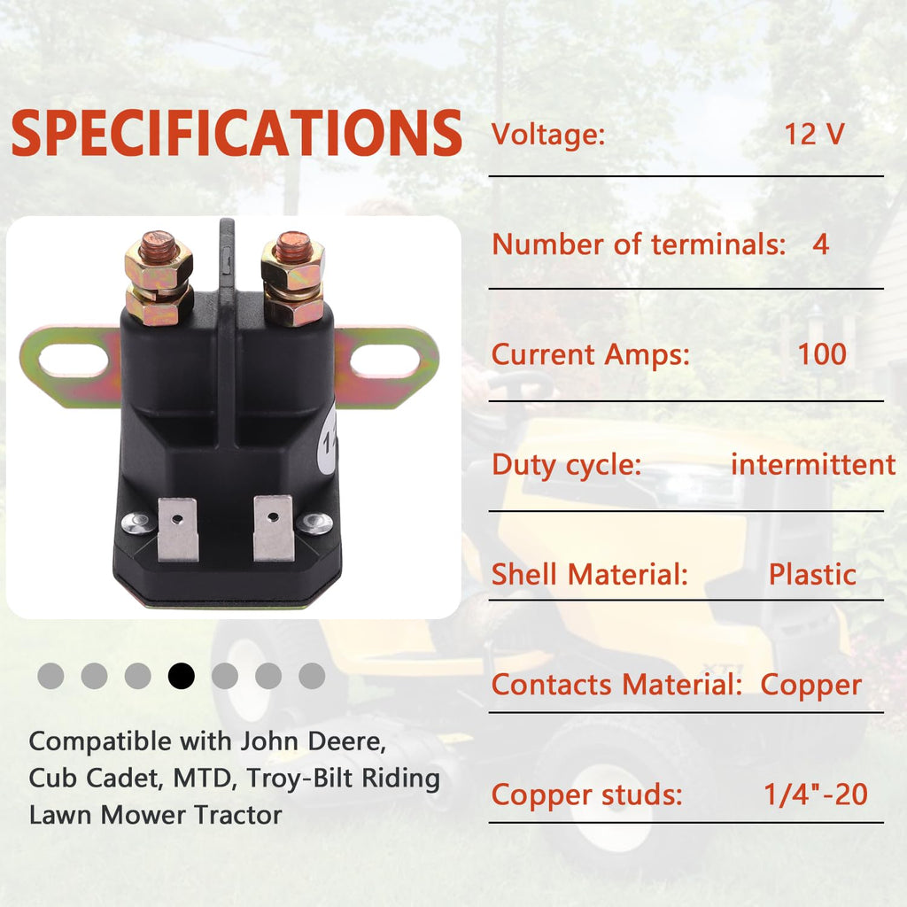 AM138068 GY22476 12v Starter Solenoid | for JD Cub Cadet MTD Riding Lawn Mower Tractor Starter Relay, Replaces