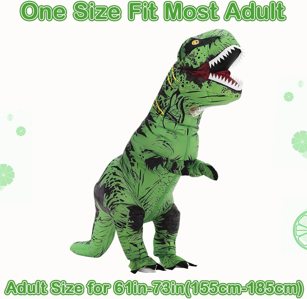 Inflatable Dinosaur Costume for Adult,Halloween Costumes T Rex Blow Up Costumes for Women Men,Funny Cosplay Party(Green)