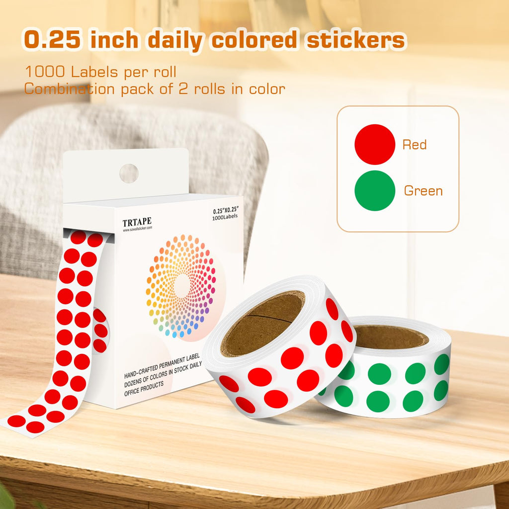 0.25 Inch Small Round Stickers Dot Stickers, 2000 PCS Color Dots