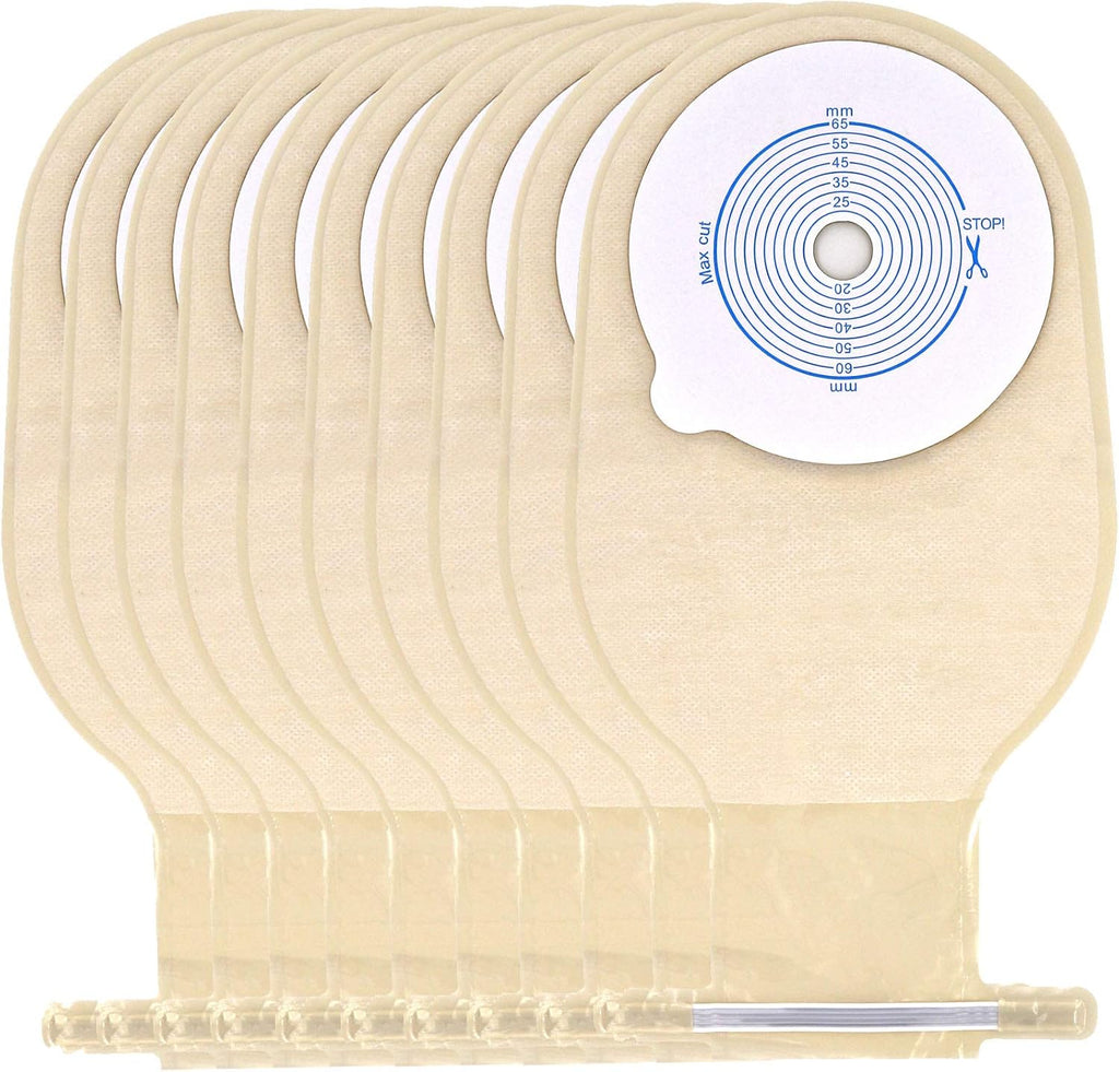 Ostomy Colostomy Supplies, 10 PCS Colostomy Bag, One Piece Drainable Pouches with Twist-Tie for Ileostomy Stoma Care