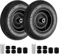 4.80/4.00-8 Tire and Wheel, 16" Pneumatic Wheelbarrow Tires, 2 Pack | Wheel Barrow Wheels and Tires, 3" Centered Hub