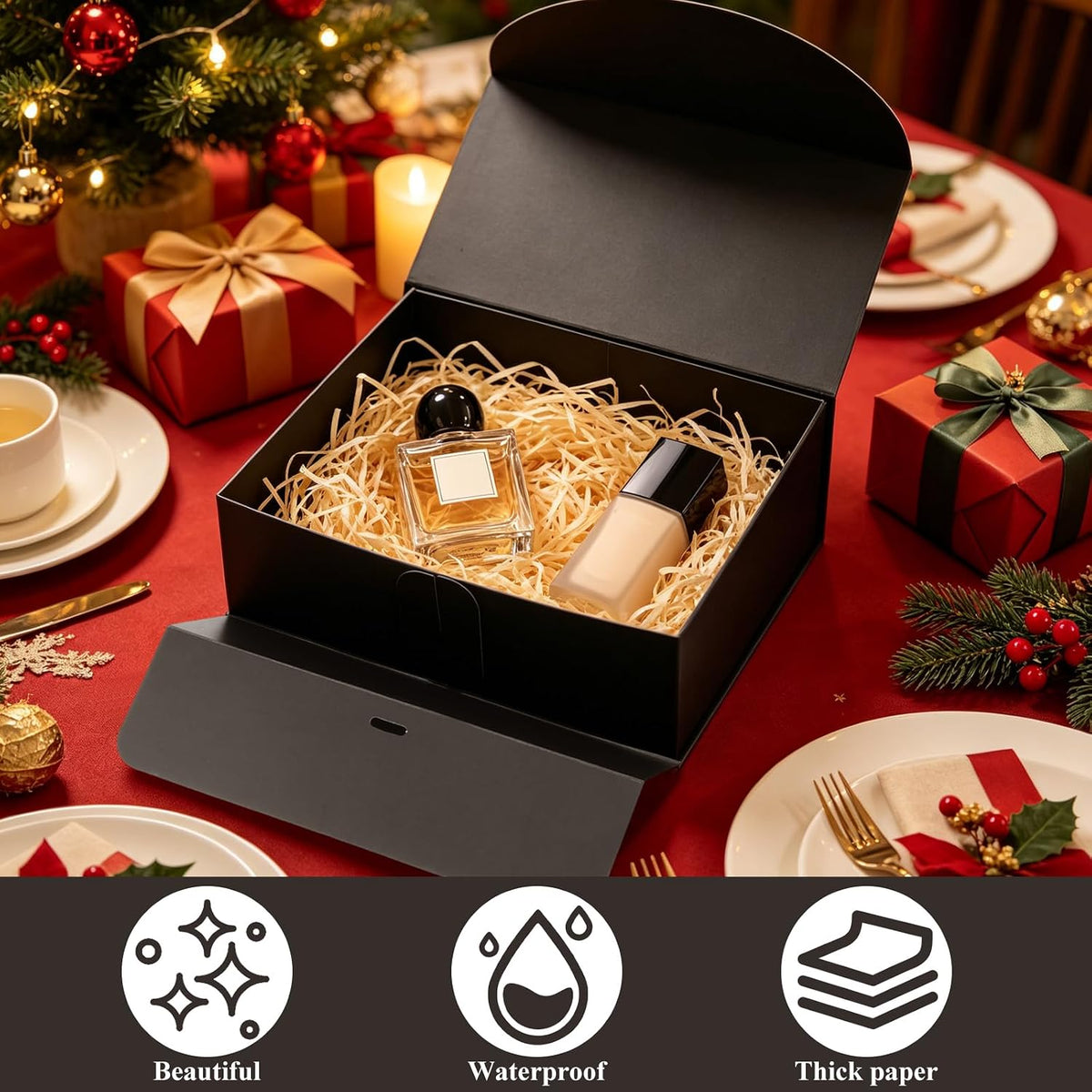 20PCS Black Gift Box with Lids Bridesmaid Proposal Box with Ribbon