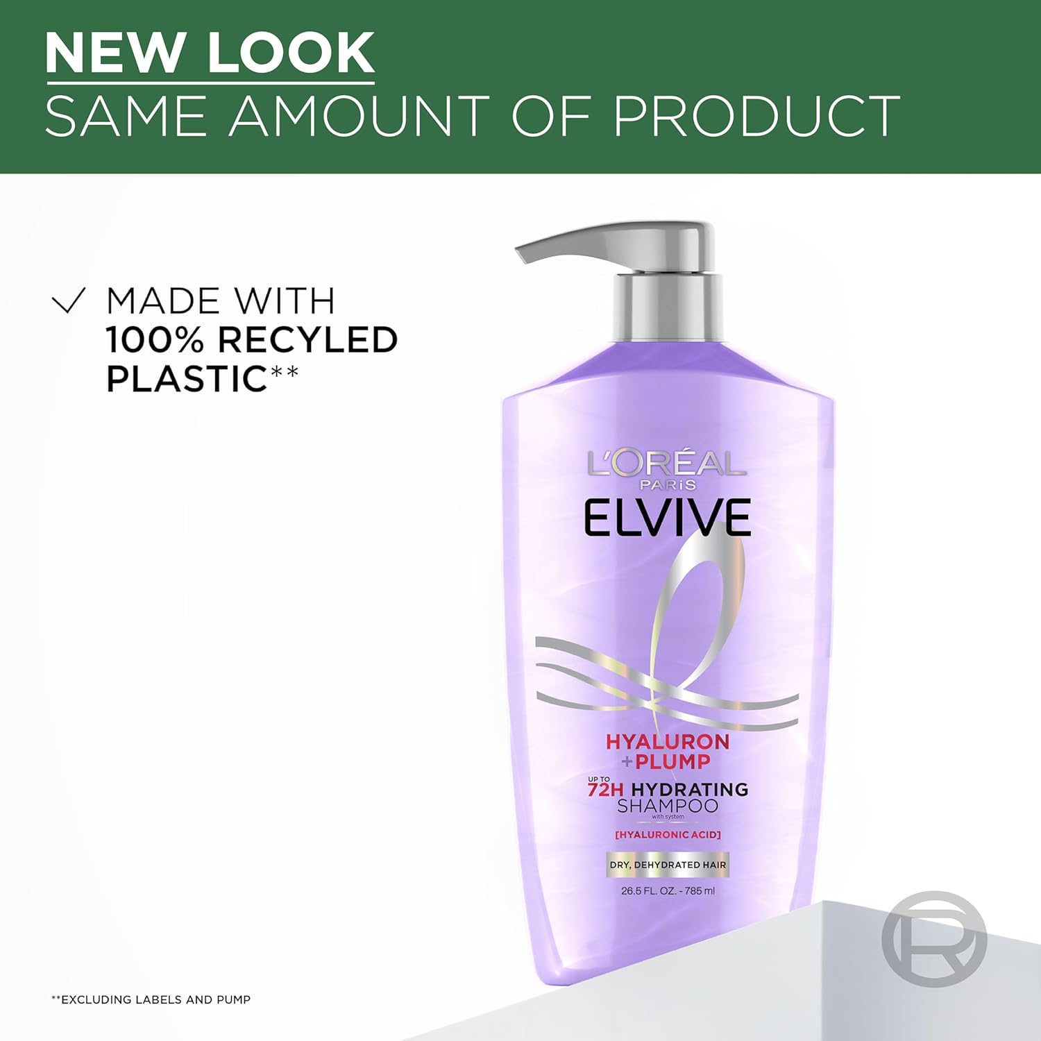 Elvive Hyaluron Plump Shampoo and Conditioner Set for Dry, Dehydrated Hair, 72H Hydrating Hair Care, Infused with
