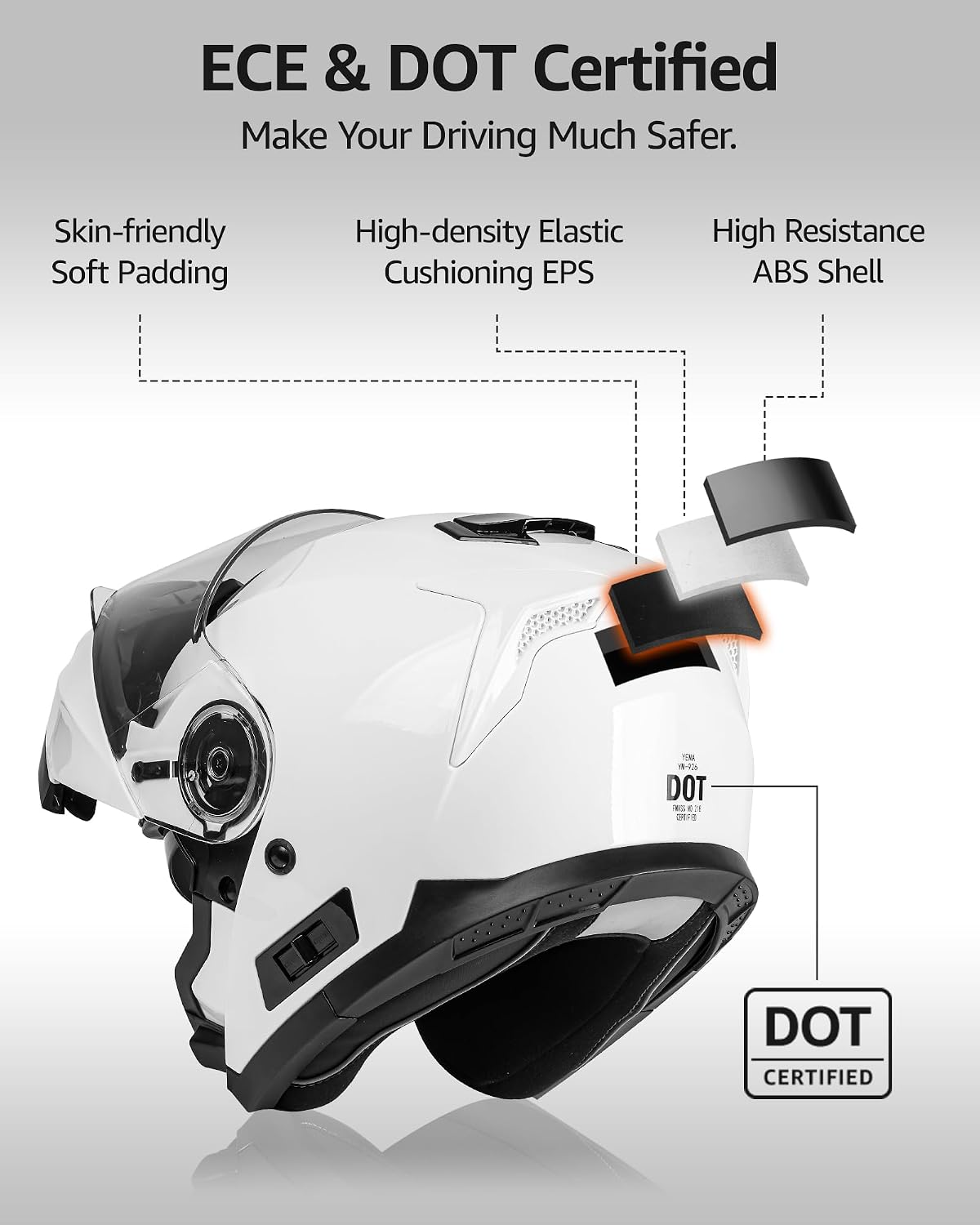 Modular Motorcycle Helmets, DOT Approved Full Face Motorcycle Helmet with with Flip Up Dual Visor for Men & Women