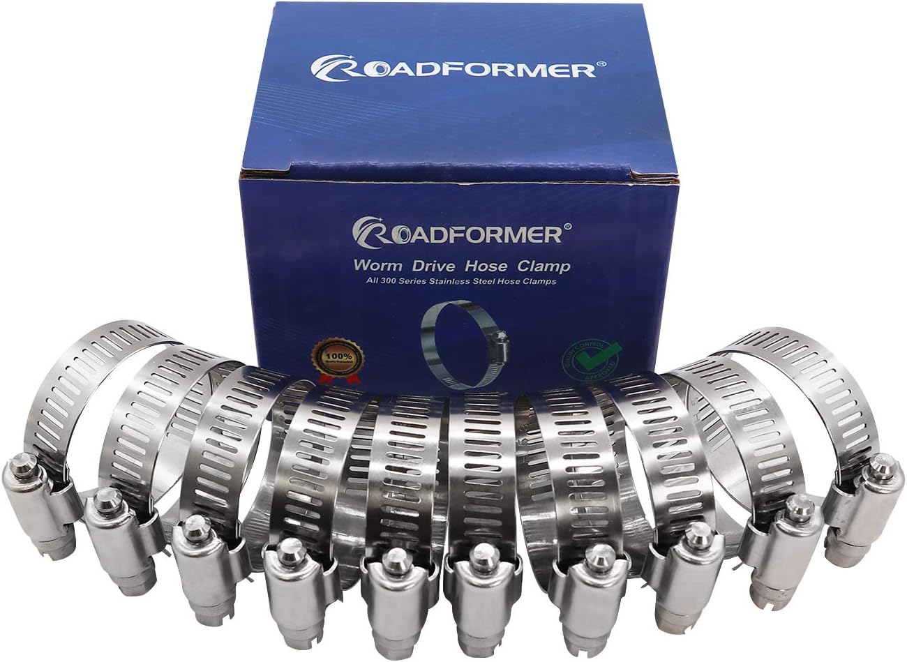 2.25" Hose Clamp Full Stainless Steel 46mm - 70mm,10 Pack | 2.25 Hose clamp SAE 36 Size, Full Stainless Steel with