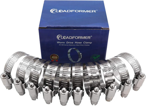1.5" Hose Clamp Full Stainless Steel 27mm - 51mm,10 Pack | 1.5 hose clamp worm gear - SAE 24 Size, Full Stainless