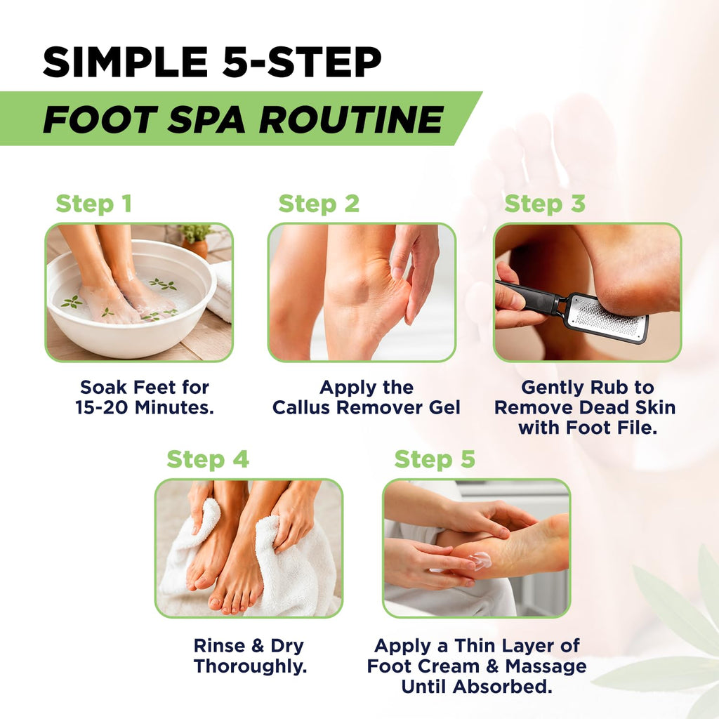 Foot Callus Remover Pedicure Set – Epsom Salt Foot Soak & Callus Remover Gel, Antifungal Cream and Feet Exfoliator