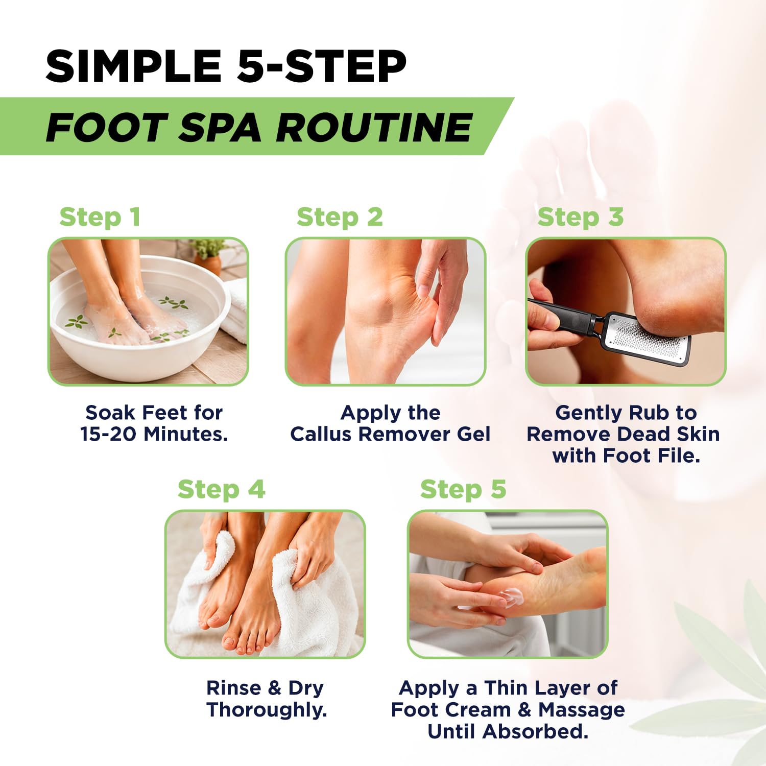 Foot Callus Remover Pedicure Set – Epsom Salt Foot Soak & Callus Remover Gel, Antifungal Cream and Feet Exfoliator