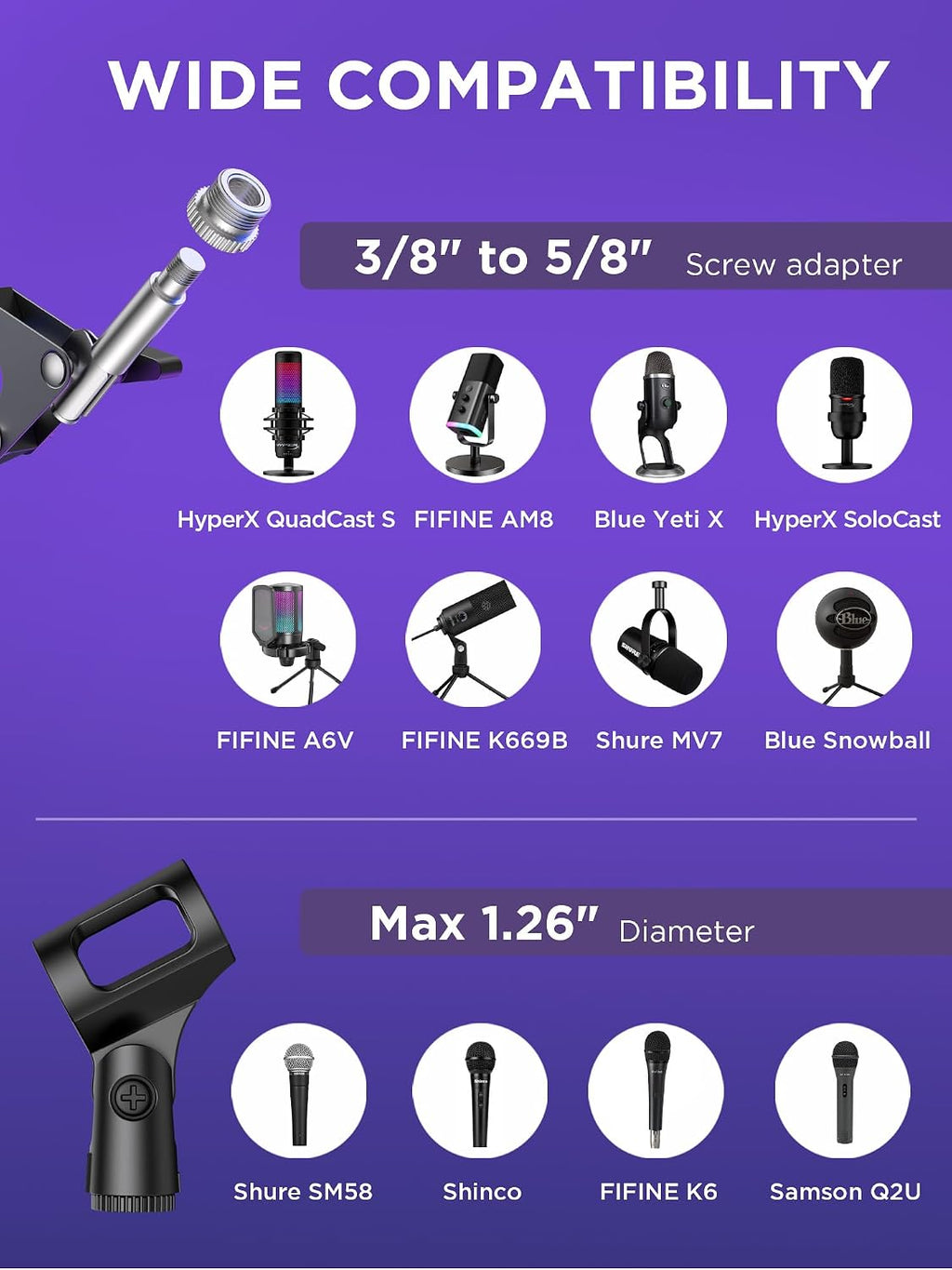 Microphone Stand Mic Boom Arm Windscreen Pop Filter, Large | Complete Bundle, Dual-Layer Pop Filter, Acoustic Foam