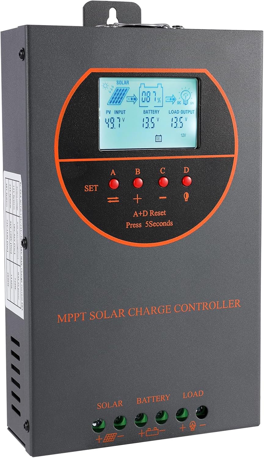 60A MPPT Solar Charge Controller 12V/24V/36V/48V Auto Max 160V LCD | Adjustable Parameter Solar Panel Charge