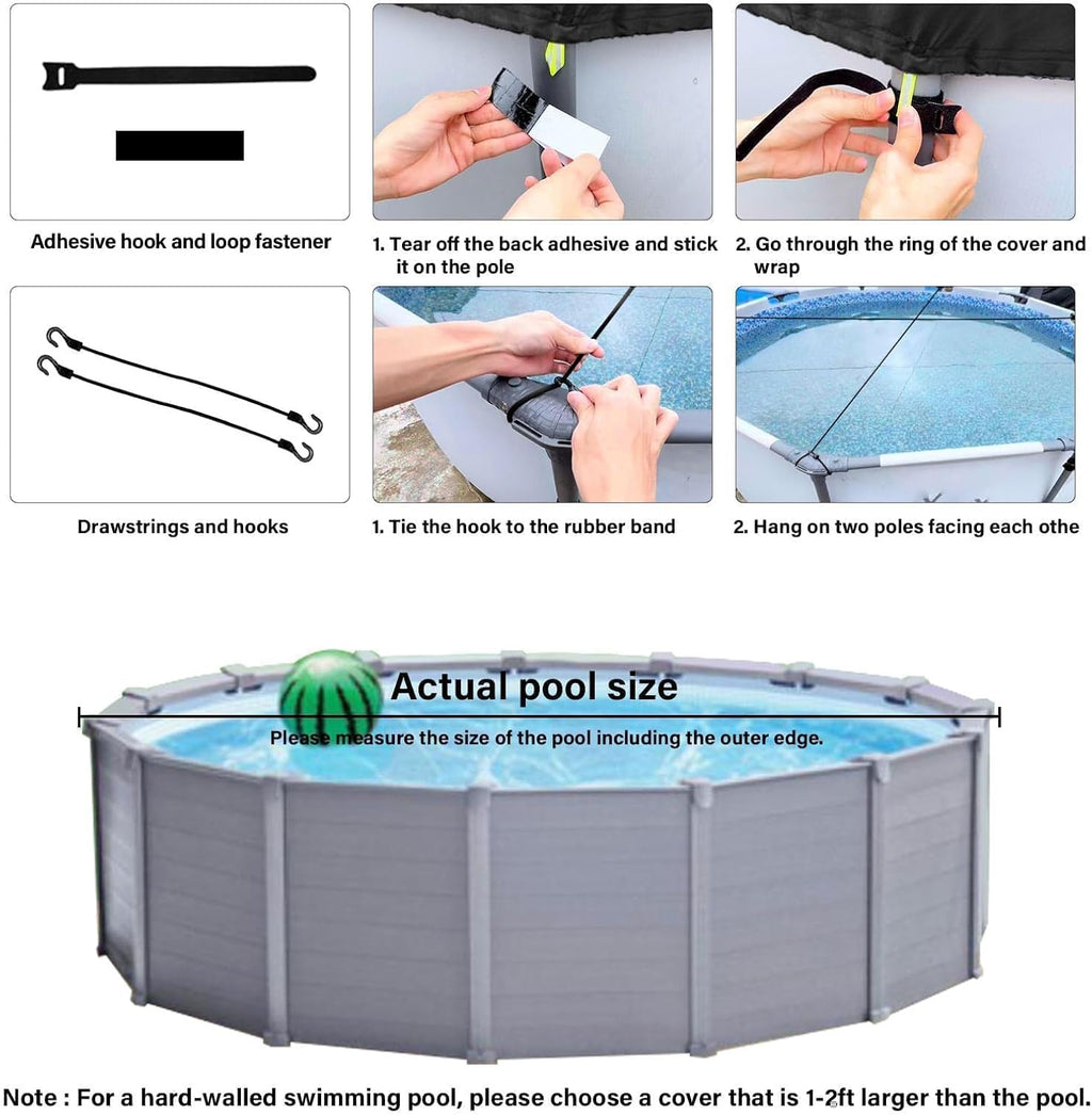 18FT Round Pool Covers for Above Ground Pools, Round Swimming Pool Cover [Upgrade 420D Thicker] Protective Leaf