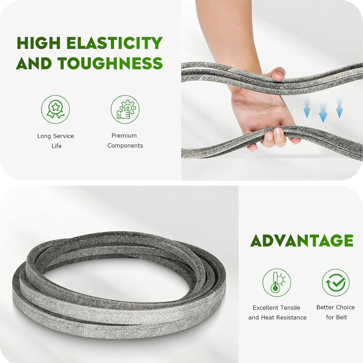5/8 X 168 041-1650-00 Mower Deck Belt for Bad Boy 041165000 Pup Lightning and ZT CZT Series 60" Avenger Elite Maverick Magnum for 54" Outlaw Rebel Snapper Pro 5100893 Woods 18990 Aramid Cord Belt