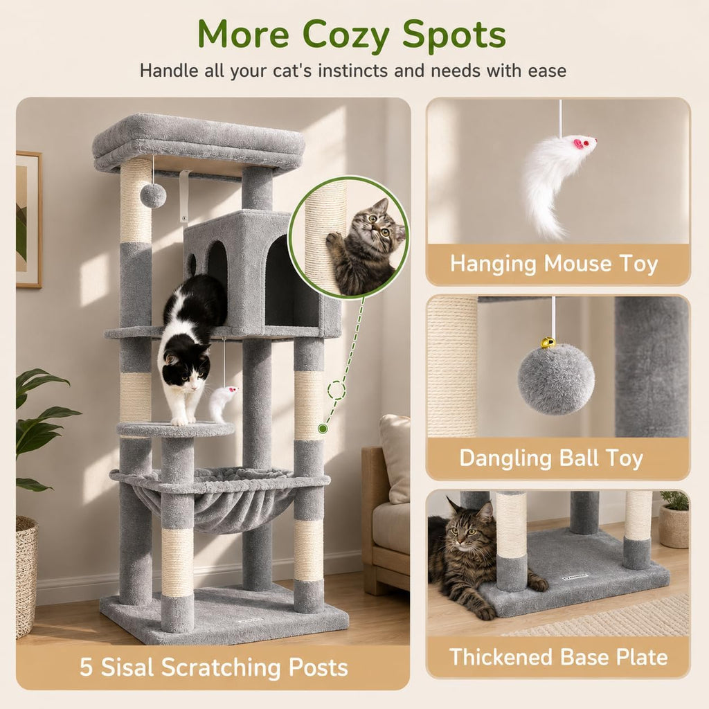 Cat Tree Tower with Scratching Post for Indoor Cats, F53
