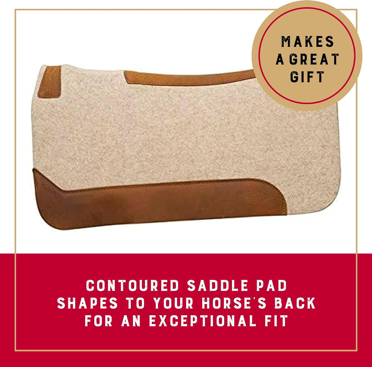 Wool Blend Felt Western Saddle Pad for Horses, 30" x 30"