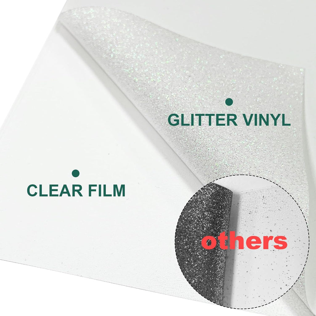White Glitter Heat Transfer Vinyl 12" x 8 ft HTV for Shirts, Glitter HTV Iron on for All Cutter Machine - Easy to Cut