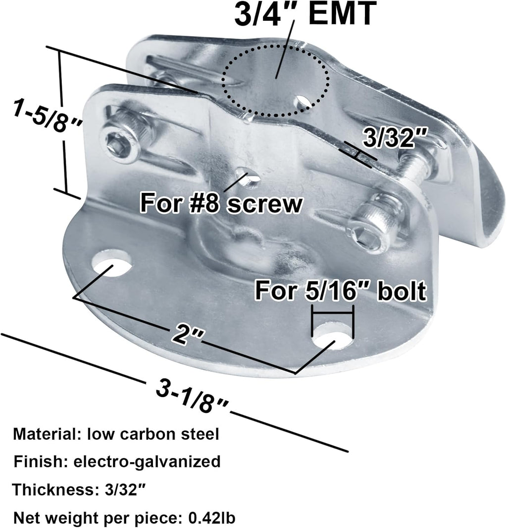 8 Sets Floor Flange Pipe Connectors, Fits 3/4" EMT Conduit