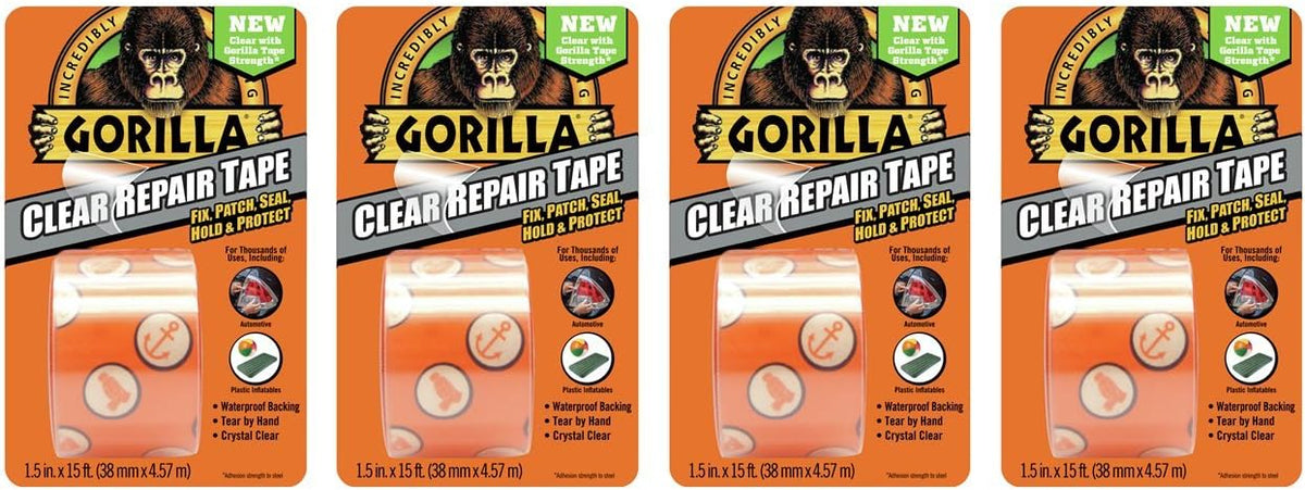 Crystal Clear Duct Tape, 1.88" x 5 yd, Clear, (Pack of 4)