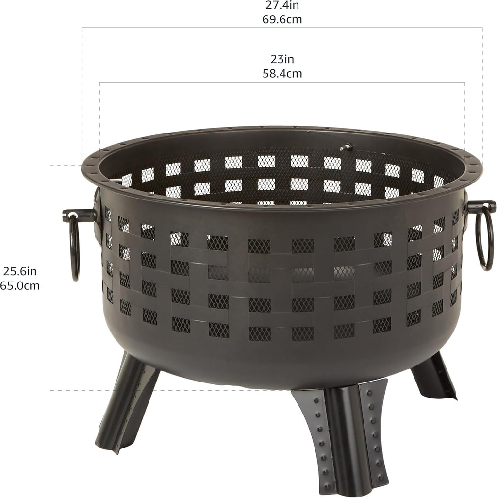 27 inch Steel Round Lattice Fire Pit, Easy to Assemble