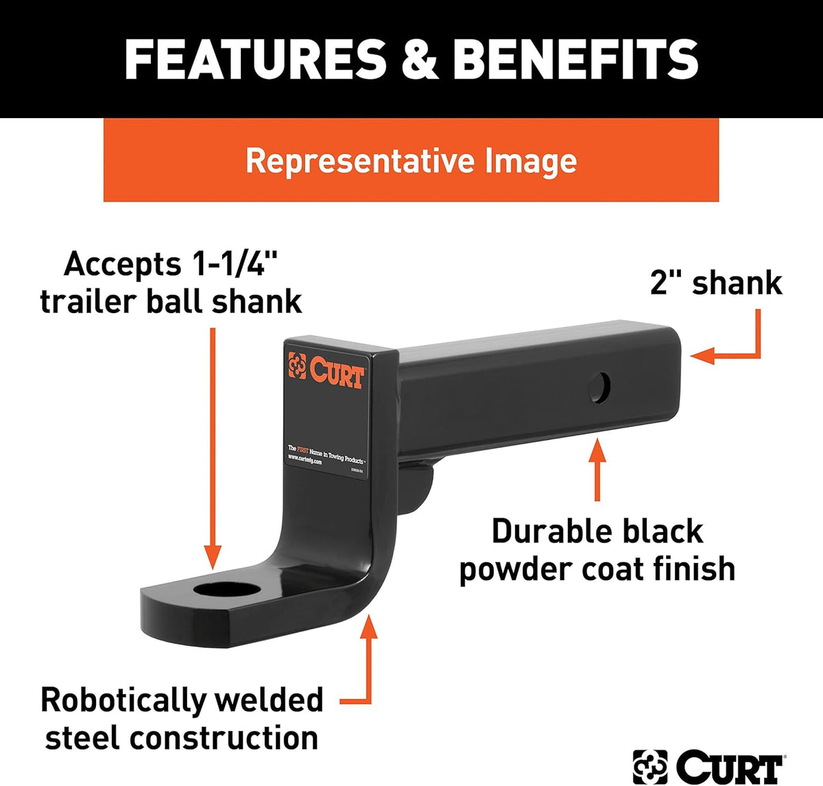 Class 4 Ball Mount (2" Shank, 10,000 lbs., 2" Drop, 9-3/8" Long)