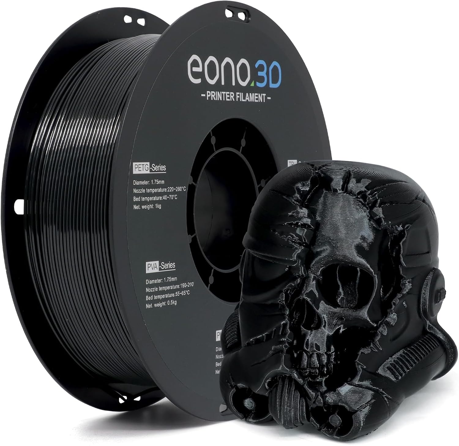 PETG Filament 1.75mm Black 1kg, 3D Printer Filament | PETG filament 1kg (2.2lbs), high strength, low stringing, layer