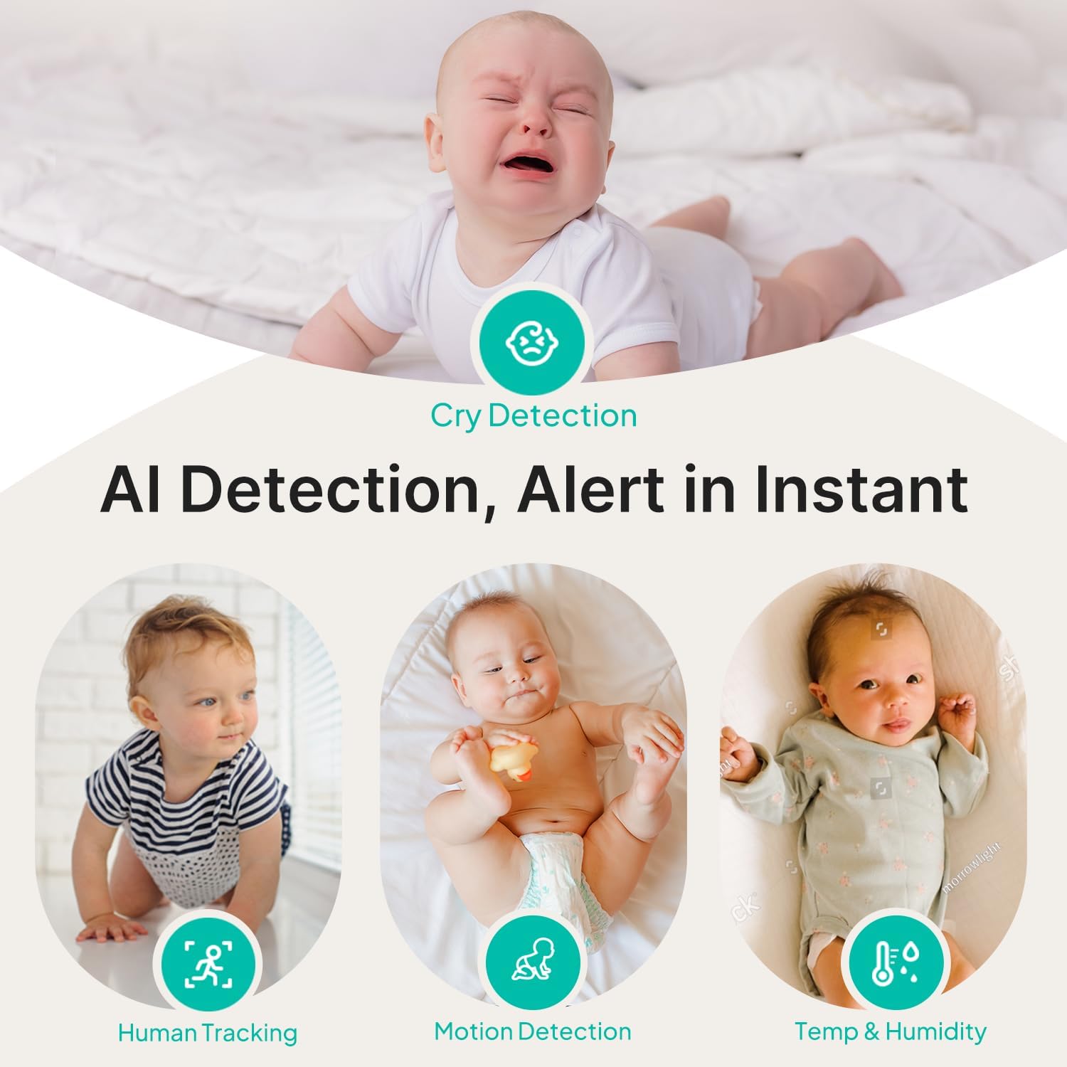 Smart Baby Monitor with 2K Camera & Mount, 1860ft Long Range, 5.5" Screen, Hybrid Wi-Fi and No Wi-Fi Connection